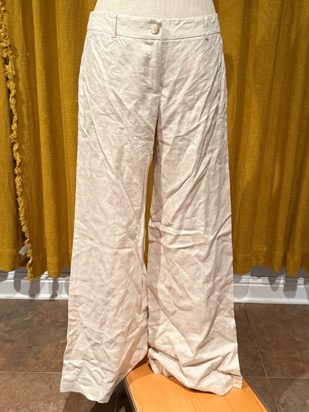 Michael Kors Beige Linen-Blend Wide Leg Pants